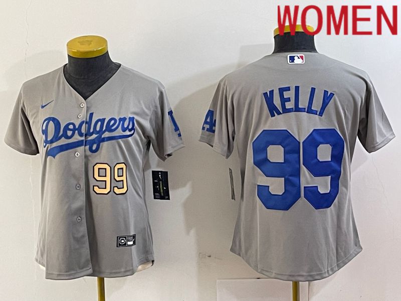 Women Los Angeles Dodgers 99 Kelly Grey 2024 Nike Game MLB Jersey style 2